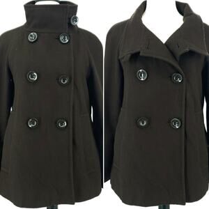 Zara Basic Double Breasted Wool Coat Brown M